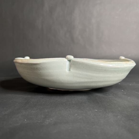 Handmade Bowl-Scalloped Edge-Watercolor-Japanes-Boho Ceramic Centerpiece – 10″ - Picture 5 of 13